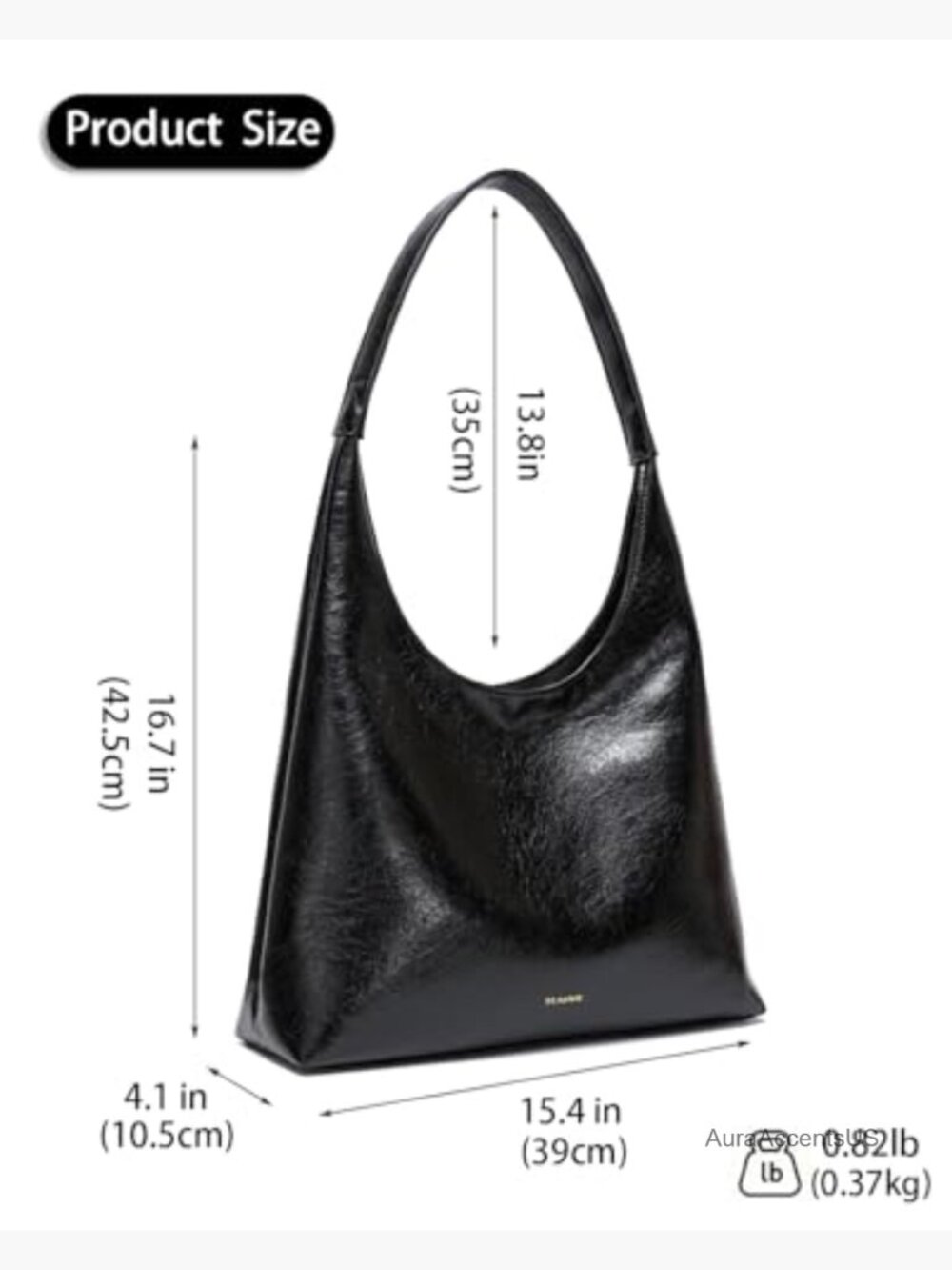 Large Slouchy Shoulder Hobo Tote Bag, Faux Leather Work Purse - Picture 4 of 7